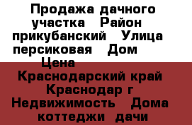 Продажа дачного участка › Район ­ прикубанский › Улица ­ персиковая › Дом ­ 31 › Цена ­ 1 700 000 - Краснодарский край, Краснодар г. Недвижимость » Дома, коттеджи, дачи продажа   . Краснодарский край,Краснодар г.